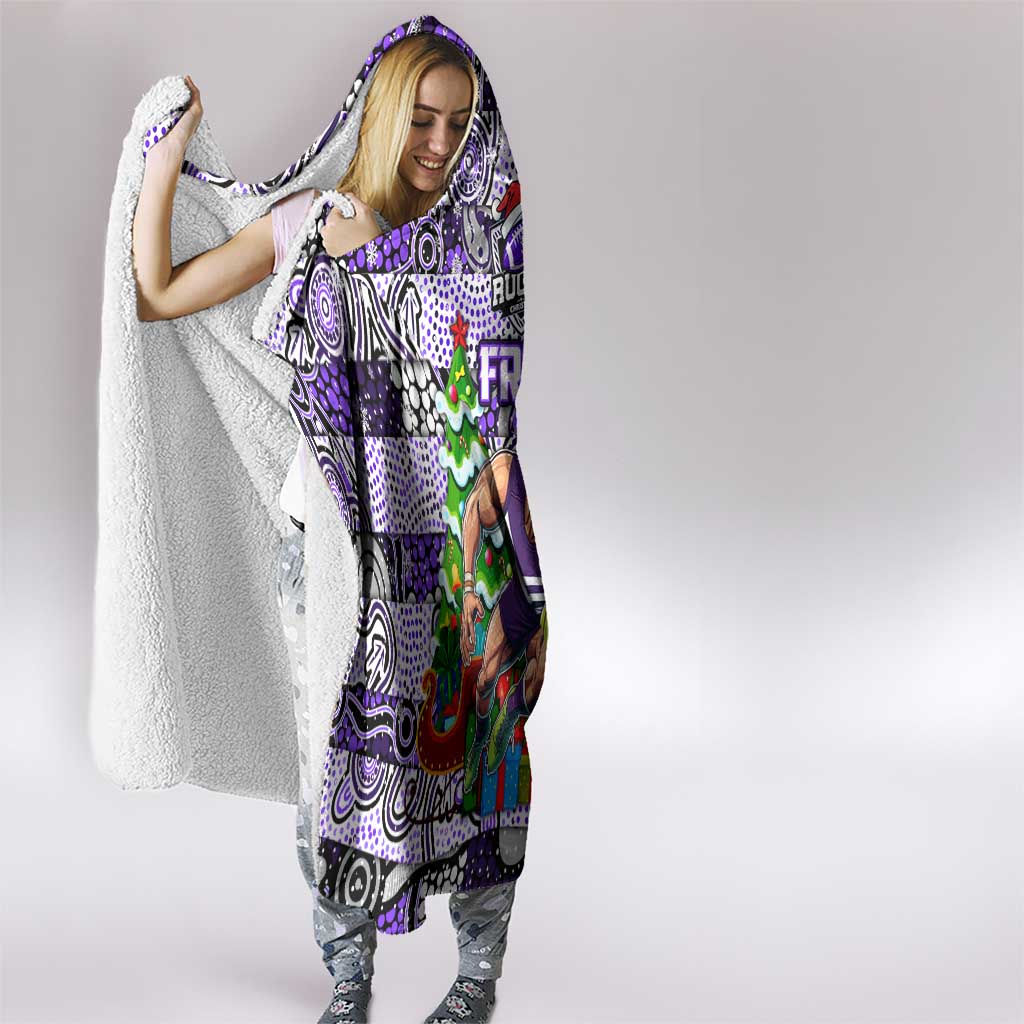 Freo Football Merry Christmas Hooded Blanket Indigenous Australian Art