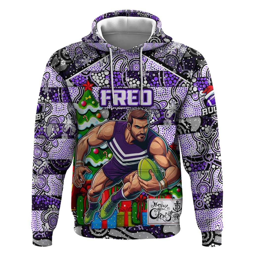 Custom Freo Football Merry Christmas Hoodie Indigenous Australian Art - Vibe Hoodie Shop