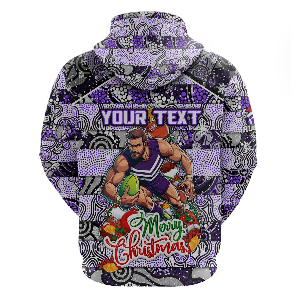 Custom Freo Football Merry Christmas Hoodie Indigenous Australian Art - Vibe Hoodie Shop