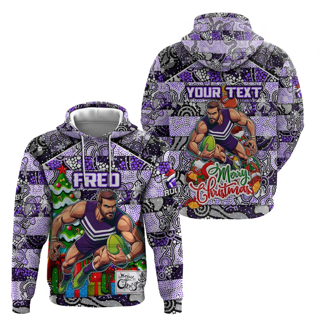 Custom Freo Football Merry Christmas Hoodie Indigenous Australian Art - Vibe Hoodie Shop