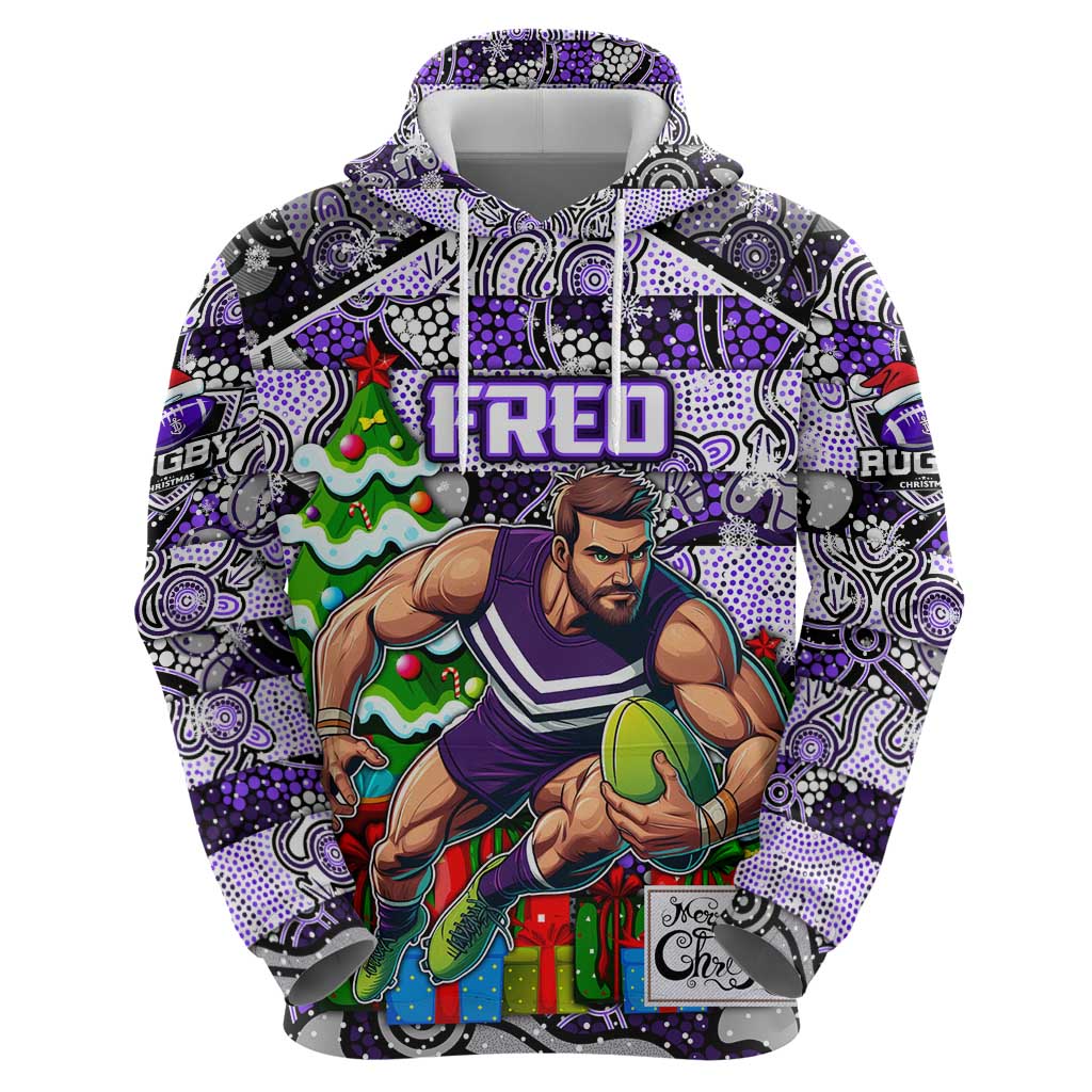 Custom Freo Football Merry Christmas Hoodie Indigenous Australian Art - Vibe Hoodie Shop