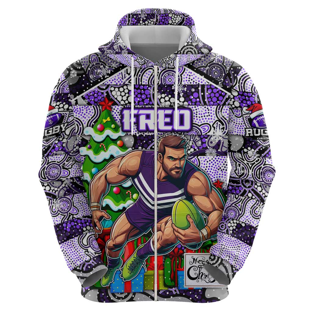 Custom Freo Football Merry Christmas Hoodie Indigenous Australian Art - Vibe Hoodie Shop