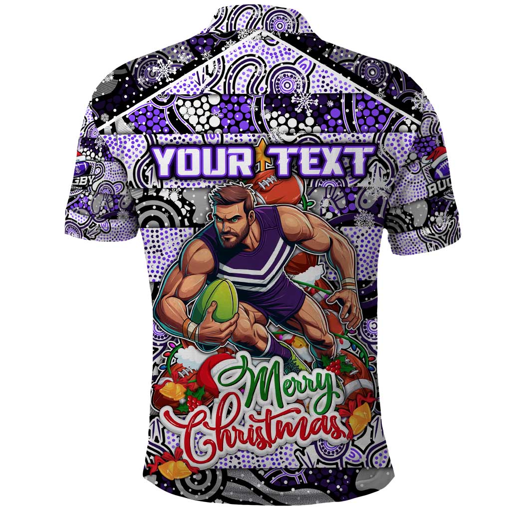 Custom Freo Football Merry Christmas Polo Shirt Indigenous Australian Art - Vibe Hoodie Shop