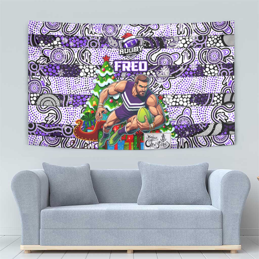 Freo Football Merry Christmas Tapestry Indigenous Australian Art - Vibe Hoodie Shop