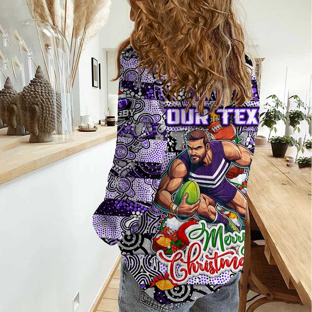 Custom Freo Football Merry Christmas Women Casual Shirt Indigenous Australian Art - Vibe Hoodie Shop
