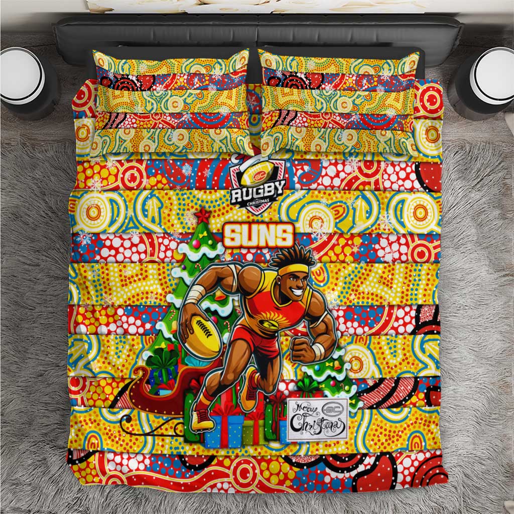 Suns Football Merry Christmas Bedding Set Indigenous Australian Art - Vibe Hoodie Shop