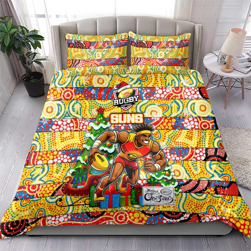 Suns Football Merry Christmas Bedding Set Indigenous Australian Art - Vibe Hoodie Shop