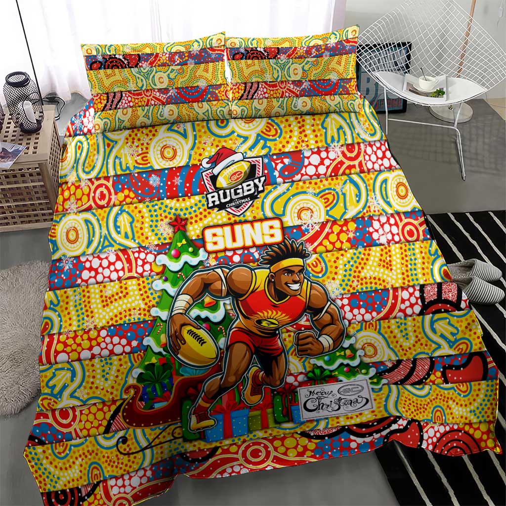 Suns Football Merry Christmas Bedding Set Indigenous Australian Art - Vibe Hoodie Shop