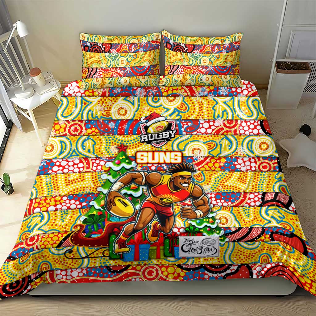 Suns Football Merry Christmas Bedding Set Indigenous Australian Art - Vibe Hoodie Shop