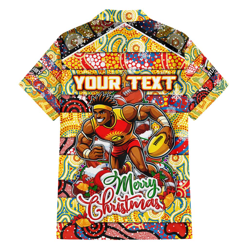 Custom Suns Rugby Merry Christmas Family Matching Off Shoulder Maxi Dress and Hawaiian Shirt Indigenous Australian Art