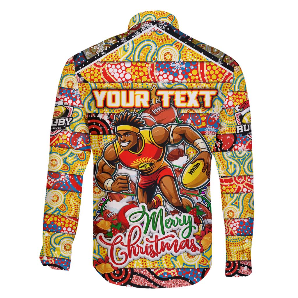 Custom Suns Rugby Merry Christmas Family Matching Puletasi and Hawaiian Shirt Indigenous Australian Art