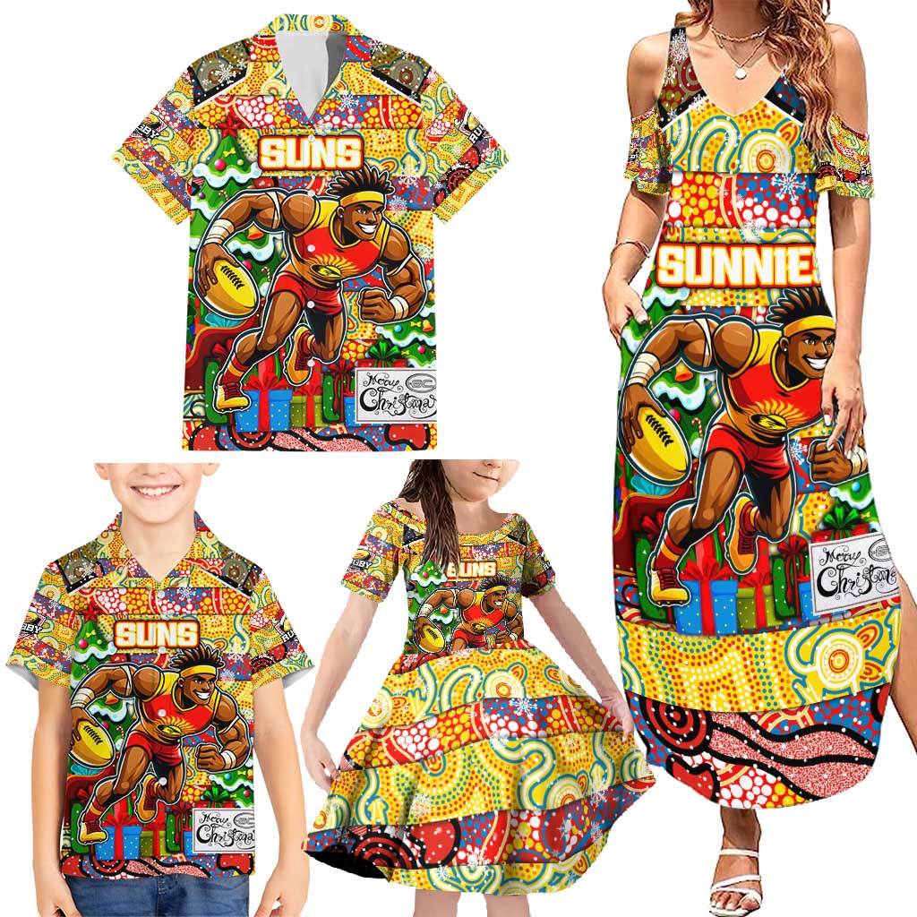 Custom Suns Rugby Merry Christmas Family Matching Summer Maxi Dress and Hawaiian Shirt Indigenous Australian Art
