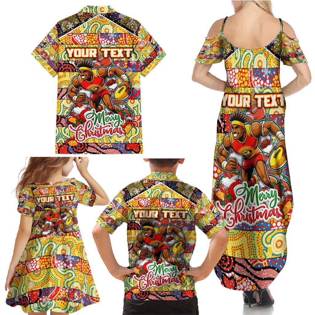 Custom Suns Rugby Merry Christmas Family Matching Summer Maxi Dress and Hawaiian Shirt Indigenous Australian Art