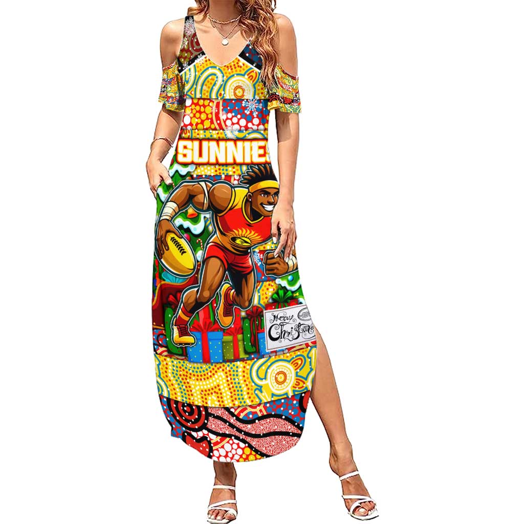 Custom Suns Rugby Merry Christmas Family Matching Summer Maxi Dress and Hawaiian Shirt Indigenous Australian Art