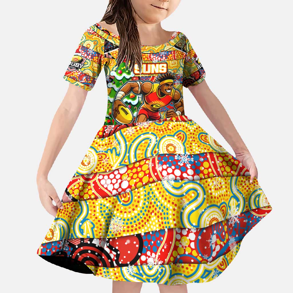 Custom Suns Rugby Merry Christmas Family Matching Tank Maxi Dress and Hawaiian Shirt Indigenous Australian Art