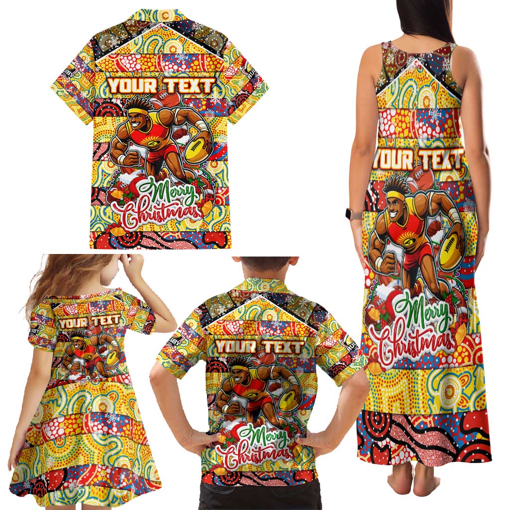 Custom Suns Rugby Merry Christmas Family Matching Tank Maxi Dress and Hawaiian Shirt Indigenous Australian Art