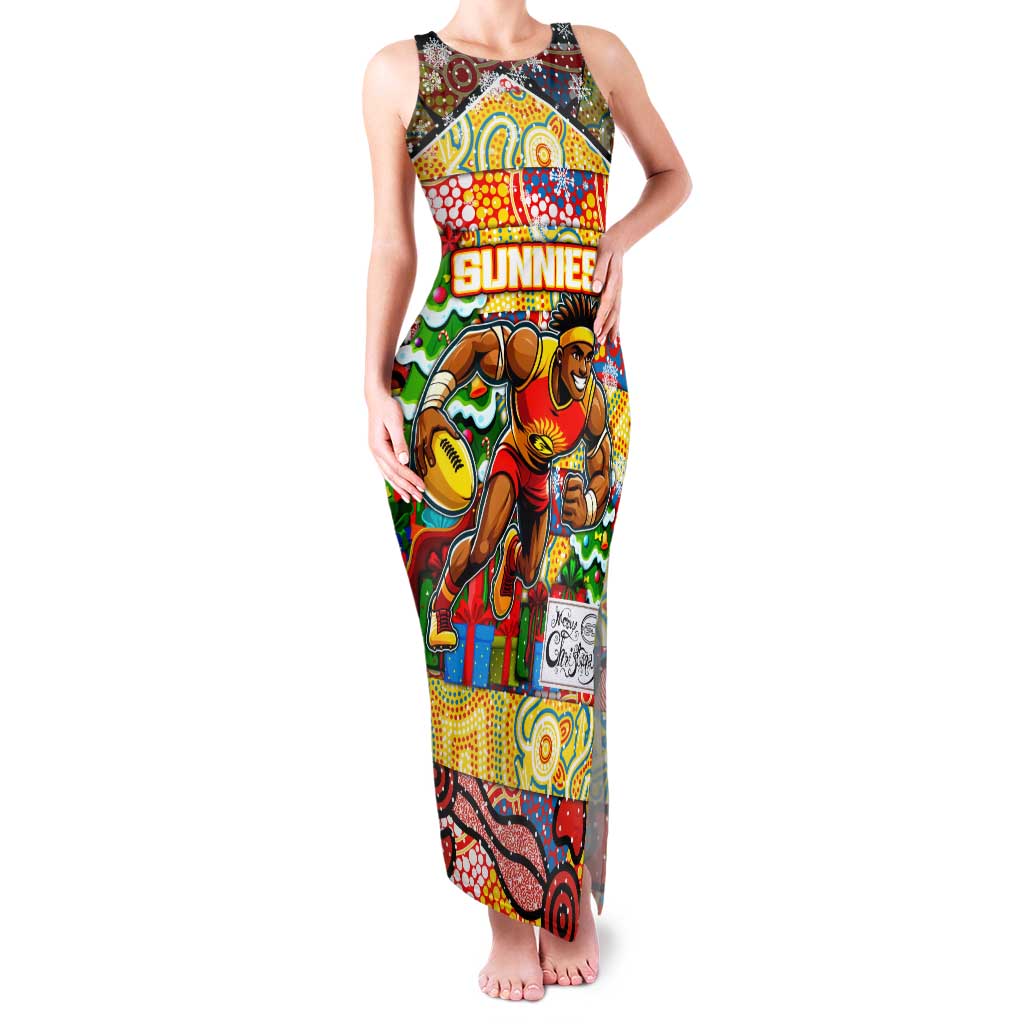 Custom Suns Rugby Merry Christmas Family Matching Tank Maxi Dress and Hawaiian Shirt Indigenous Australian Art