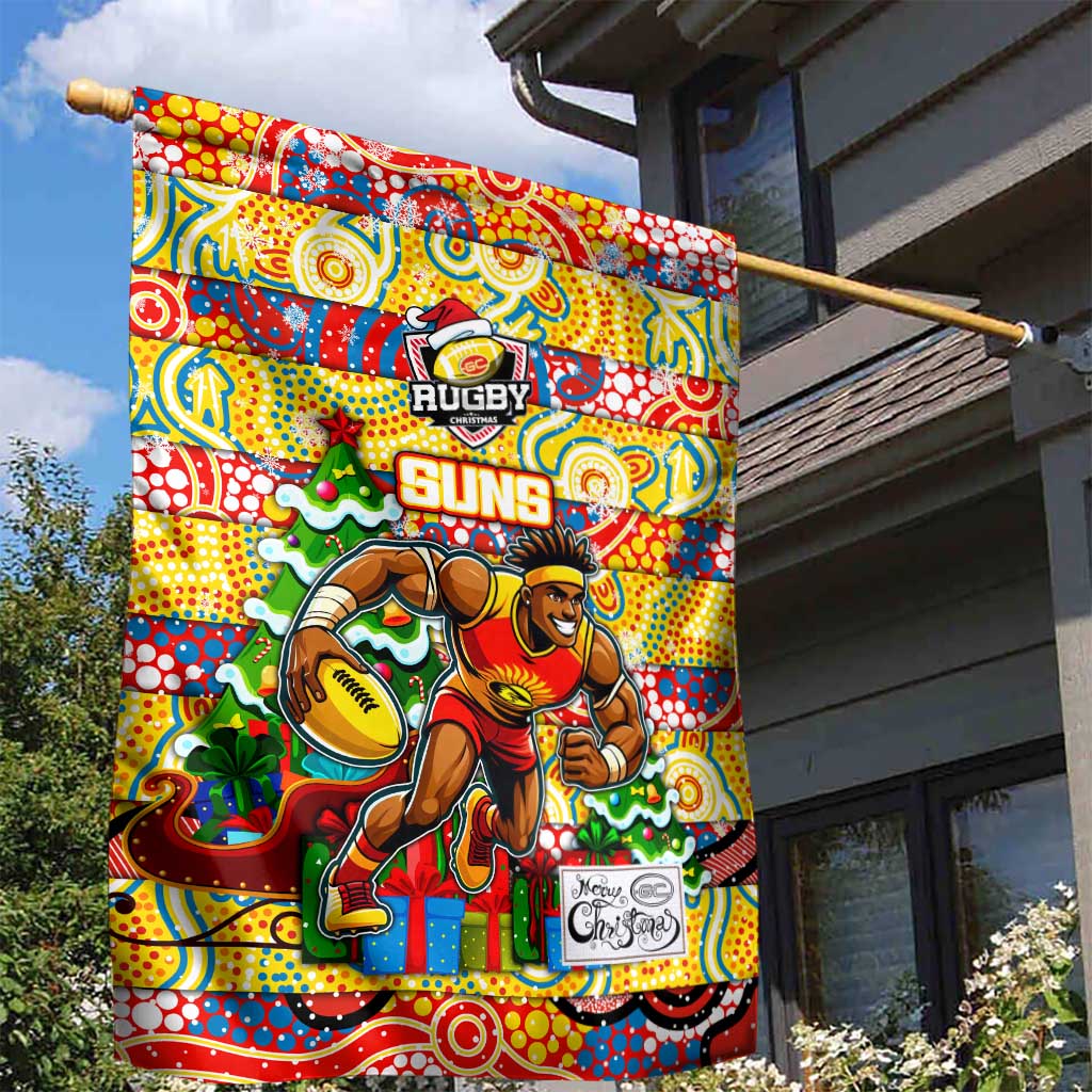 Suns Football Merry Christmas Garden Flag Indigenous Australian Art - Vibe Hoodie Shop