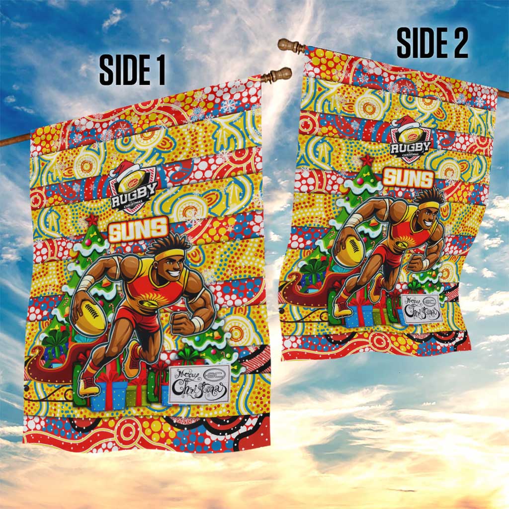 Suns Football Merry Christmas Garden Flag Indigenous Australian Art - Vibe Hoodie Shop