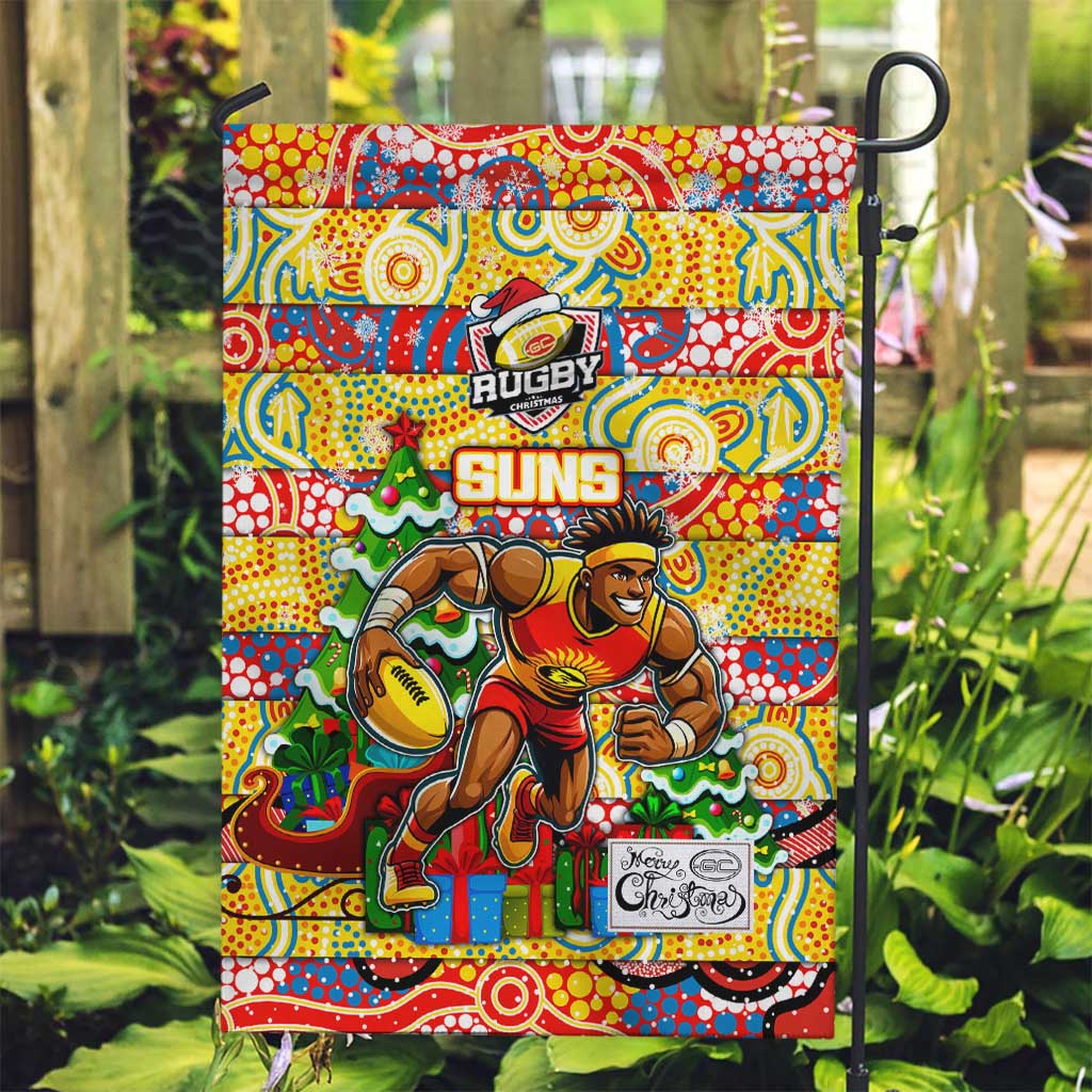 Suns Football Merry Christmas Garden Flag Indigenous Australian Art - Vibe Hoodie Shop