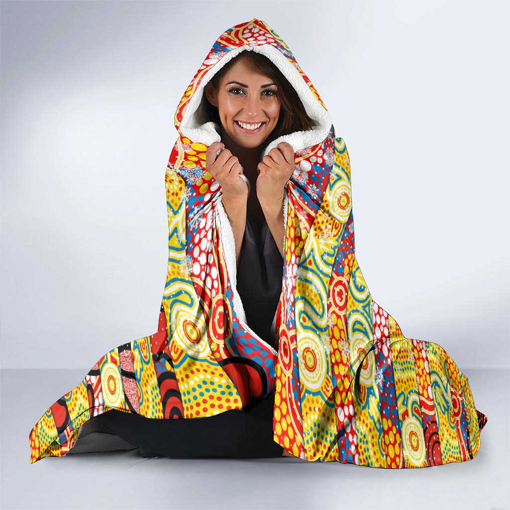 Suns Football Merry Christmas Hooded Blanket Indigenous Australian Art