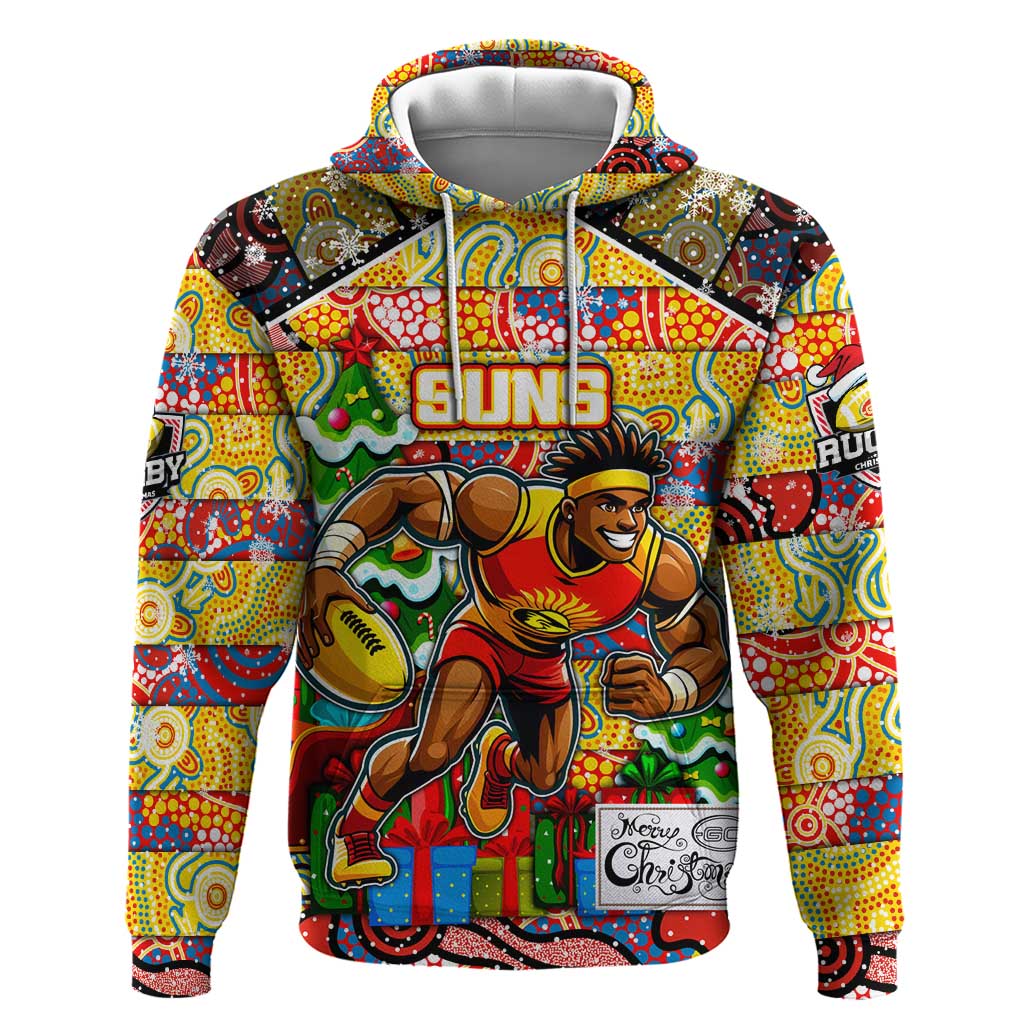 Custom Suns Football Merry Christmas Hoodie Indigenous Australian Art - Vibe Hoodie Shop