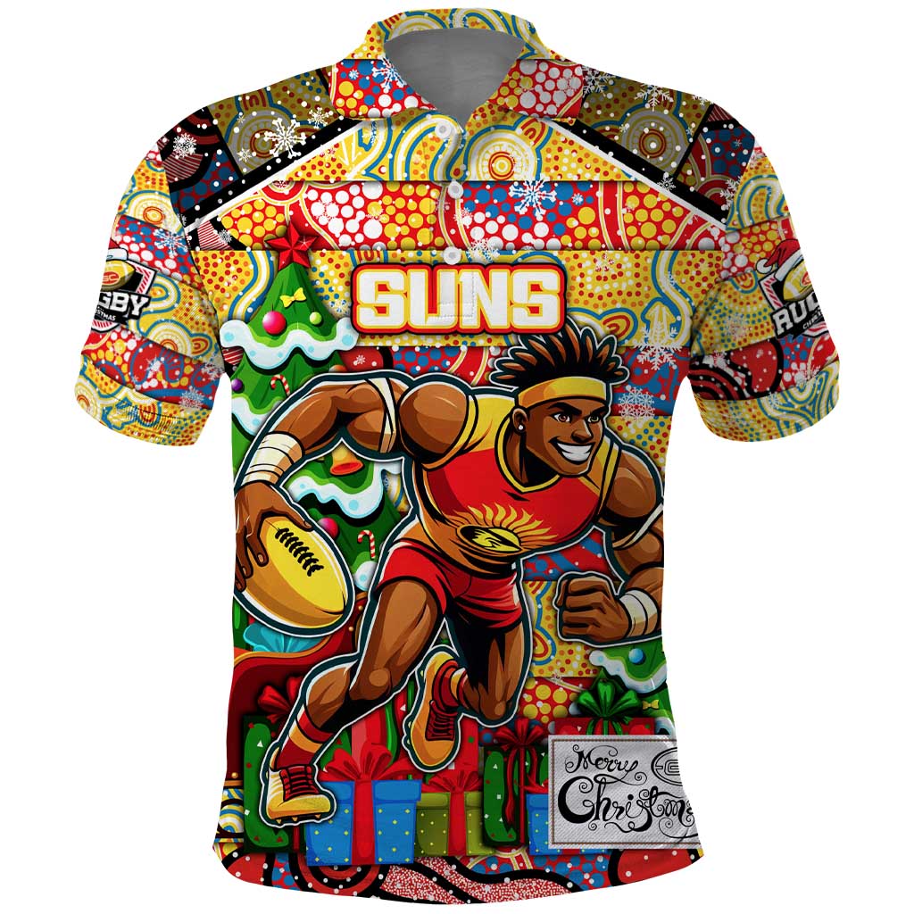 Custom Suns Football Merry Christmas Polo Shirt Indigenous Australian Art - Vibe Hoodie Shop