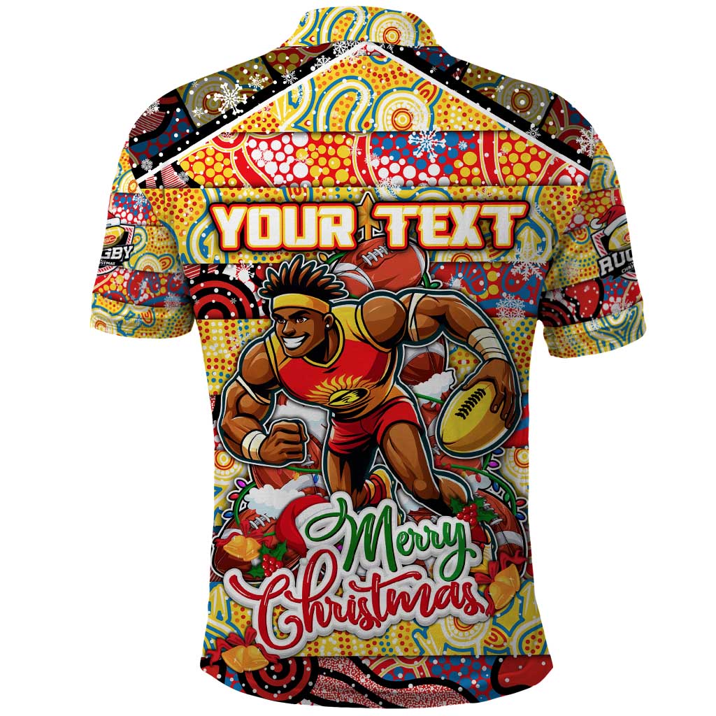 Custom Suns Football Merry Christmas Polo Shirt Indigenous Australian Art - Vibe Hoodie Shop