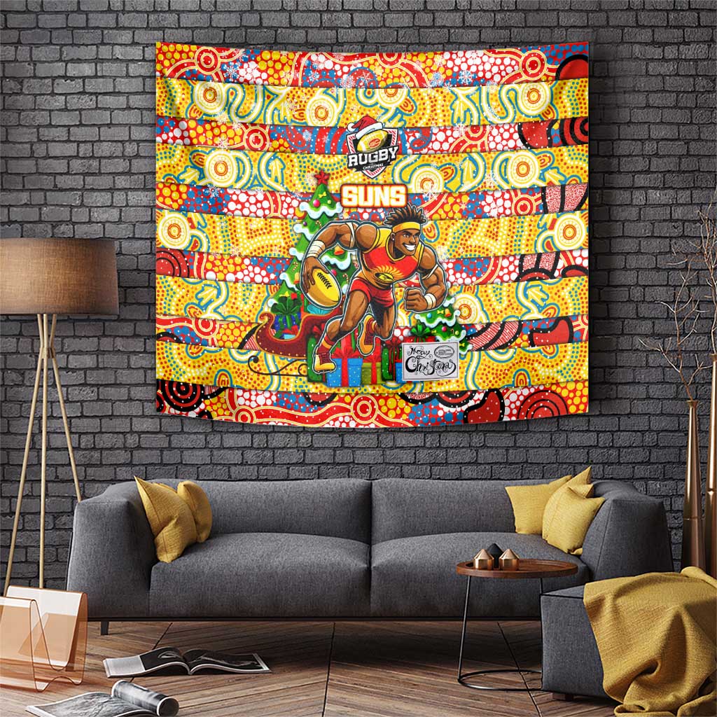 Suns Football Merry Christmas Tapestry Indigenous Australian Art - Vibe Hoodie Shop