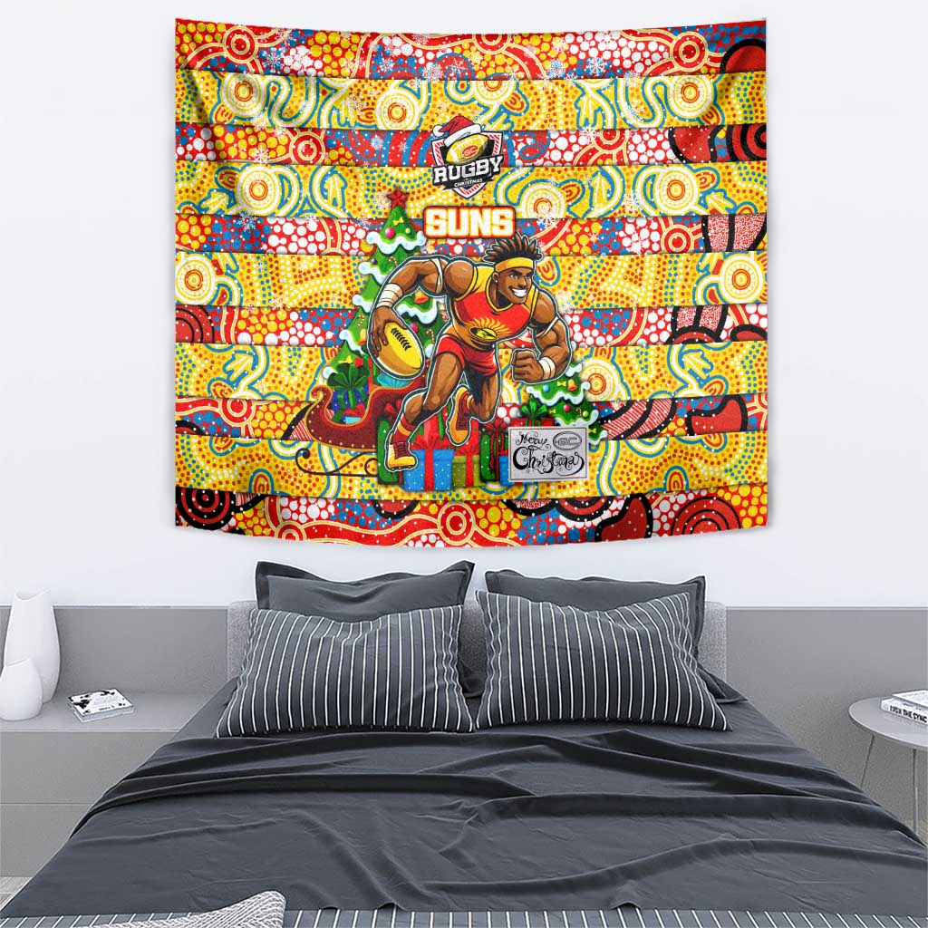 Suns Football Merry Christmas Tapestry Indigenous Australian Art - Vibe Hoodie Shop