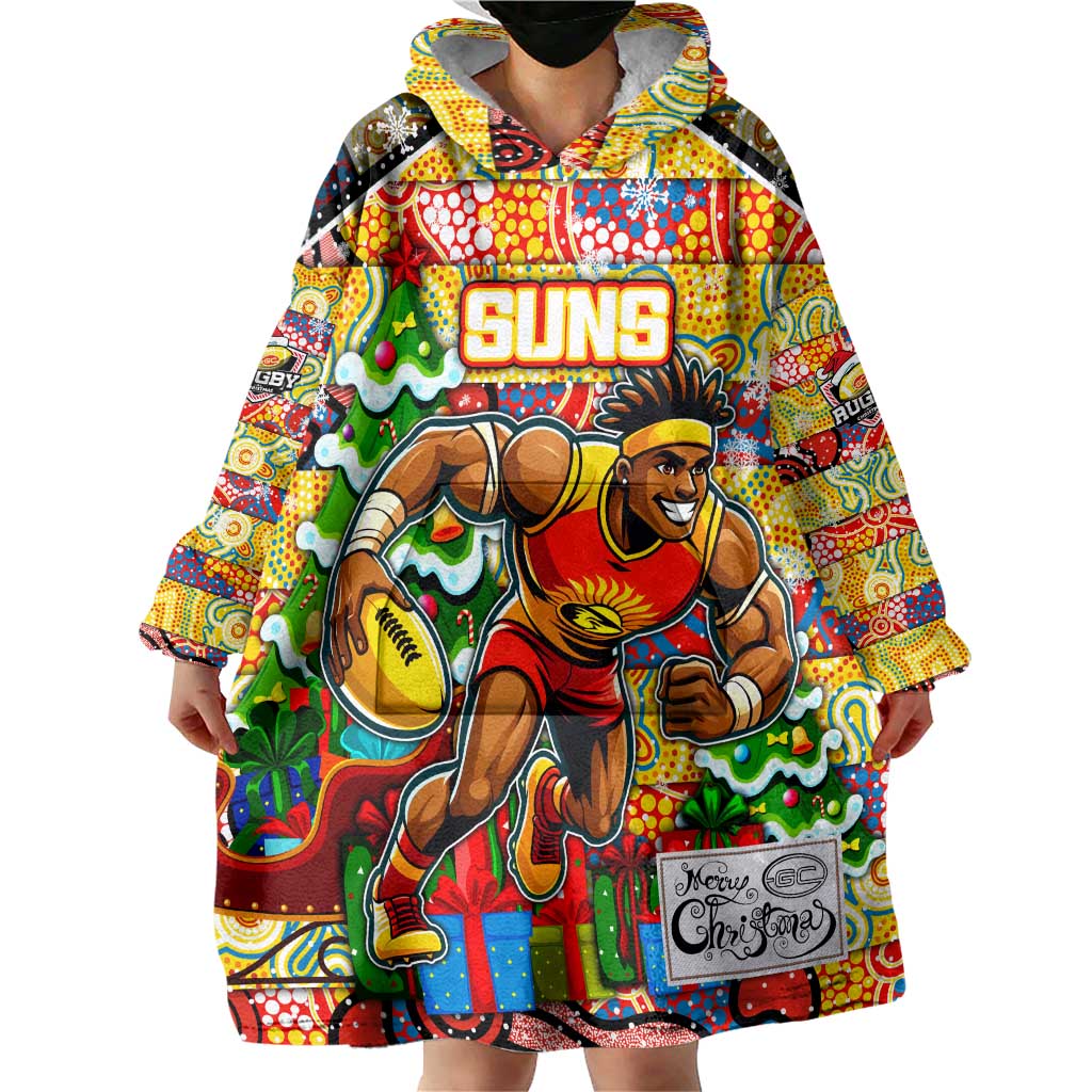 Custom Suns Football Merry Christmas Wearable Blanket Hoodie Indigenous Australian Art - Vibe Hoodie Shop