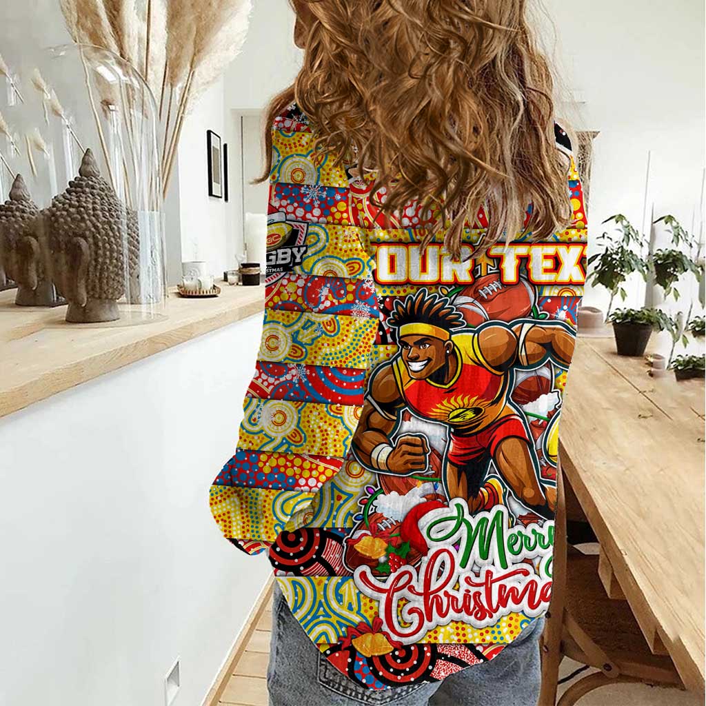 Custom Suns Football Merry Christmas Women Casual Shirt Indigenous Australian Art - Vibe Hoodie Shop