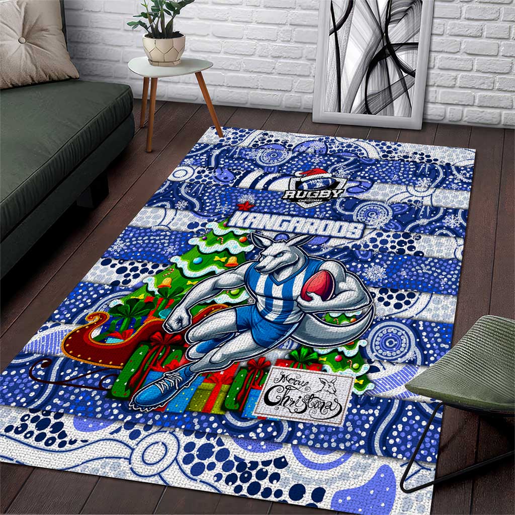 Kangaroos Football Merry Christmas Area Rug Indigenous Australian Art - Vibe Hoodie Shop