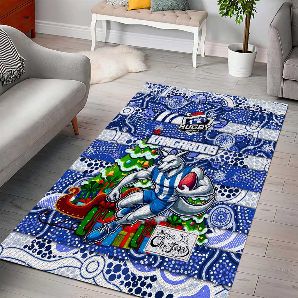 Kangaroos Football Merry Christmas Area Rug Indigenous Australian Art - Vibe Hoodie Shop