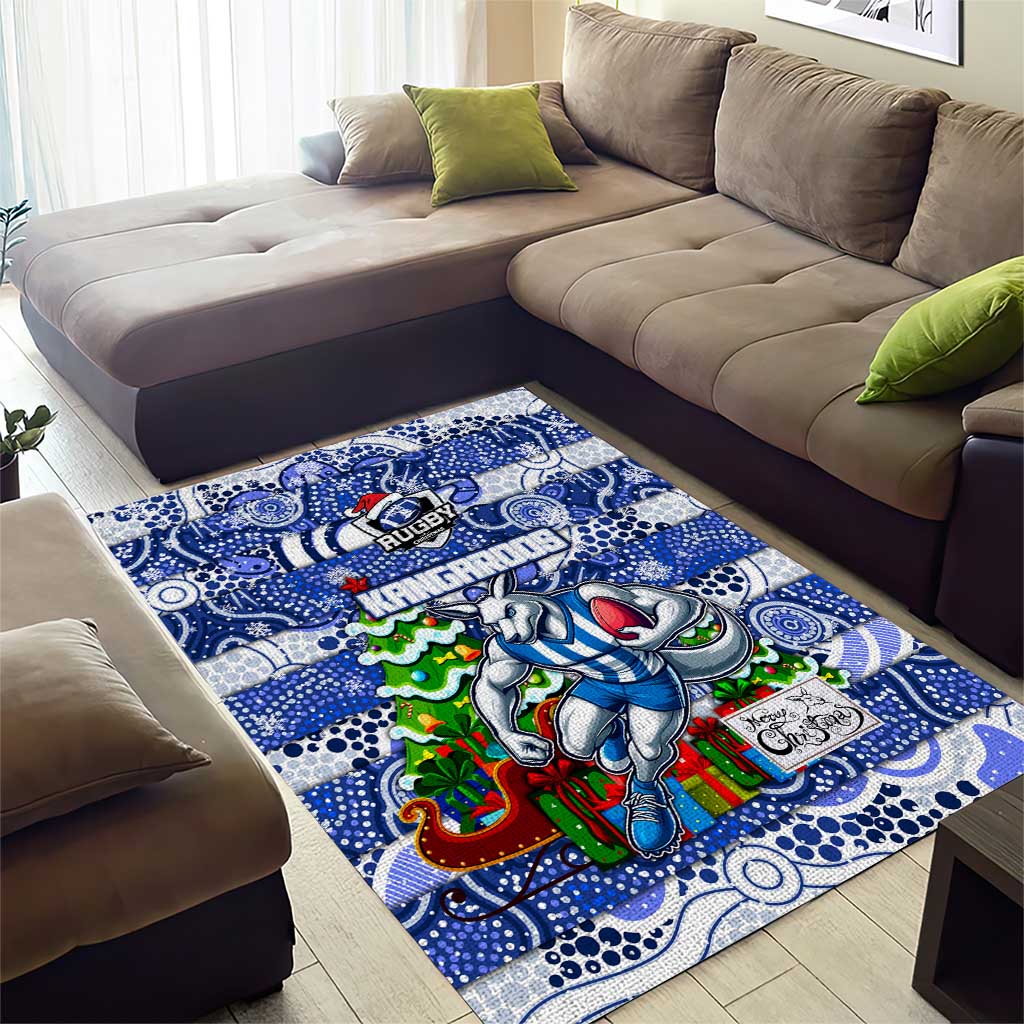 Kangaroos Football Merry Christmas Area Rug Indigenous Australian Art - Vibe Hoodie Shop