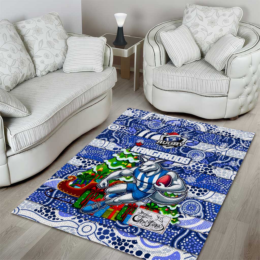 Kangaroos Football Merry Christmas Area Rug Indigenous Australian Art - Vibe Hoodie Shop