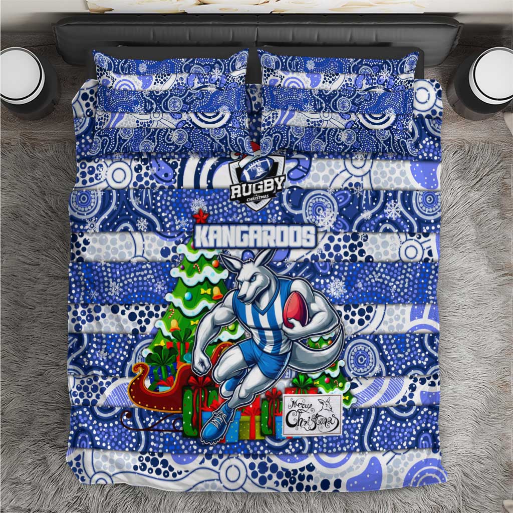 Kangaroos Football Merry Christmas Bedding Set Indigenous Australian Art - Vibe Hoodie Shop