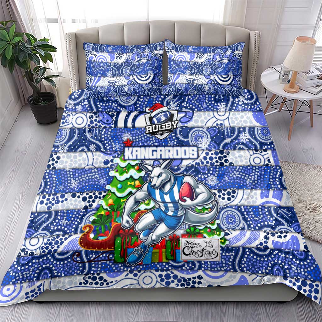 Kangaroos Football Merry Christmas Bedding Set Indigenous Australian Art - Vibe Hoodie Shop
