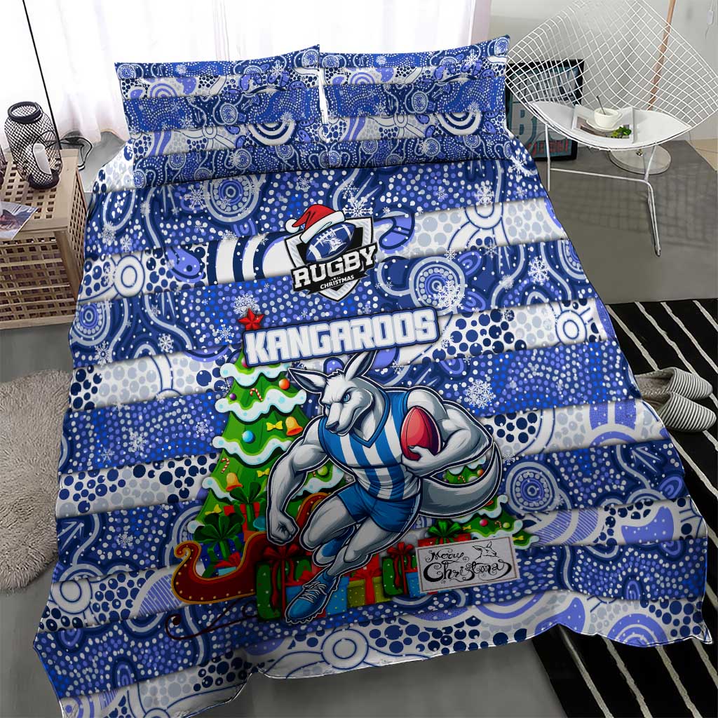 Kangaroos Football Merry Christmas Bedding Set Indigenous Australian Art - Vibe Hoodie Shop