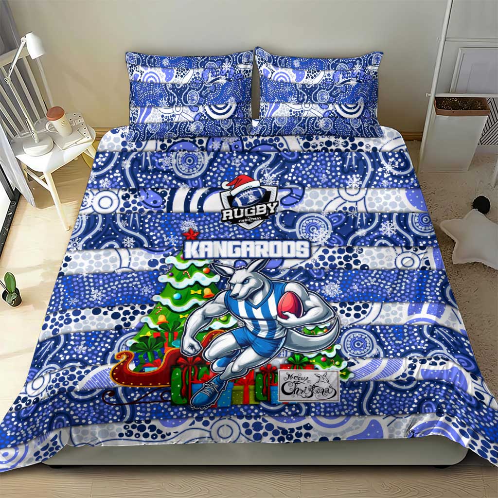 Kangaroos Football Merry Christmas Bedding Set Indigenous Australian Art - Vibe Hoodie Shop