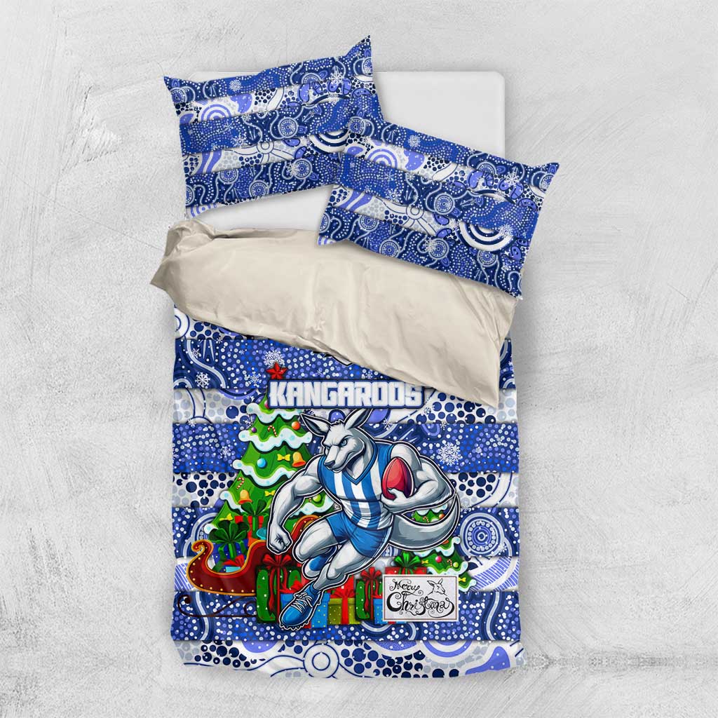 Kangaroos Football Merry Christmas Bedding Set Indigenous Australian Art - Vibe Hoodie Shop