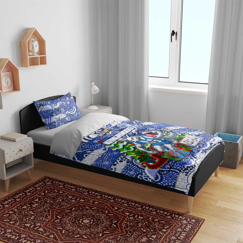 Kangaroos Football Merry Christmas Bedding Set Indigenous Australian Art - Vibe Hoodie Shop