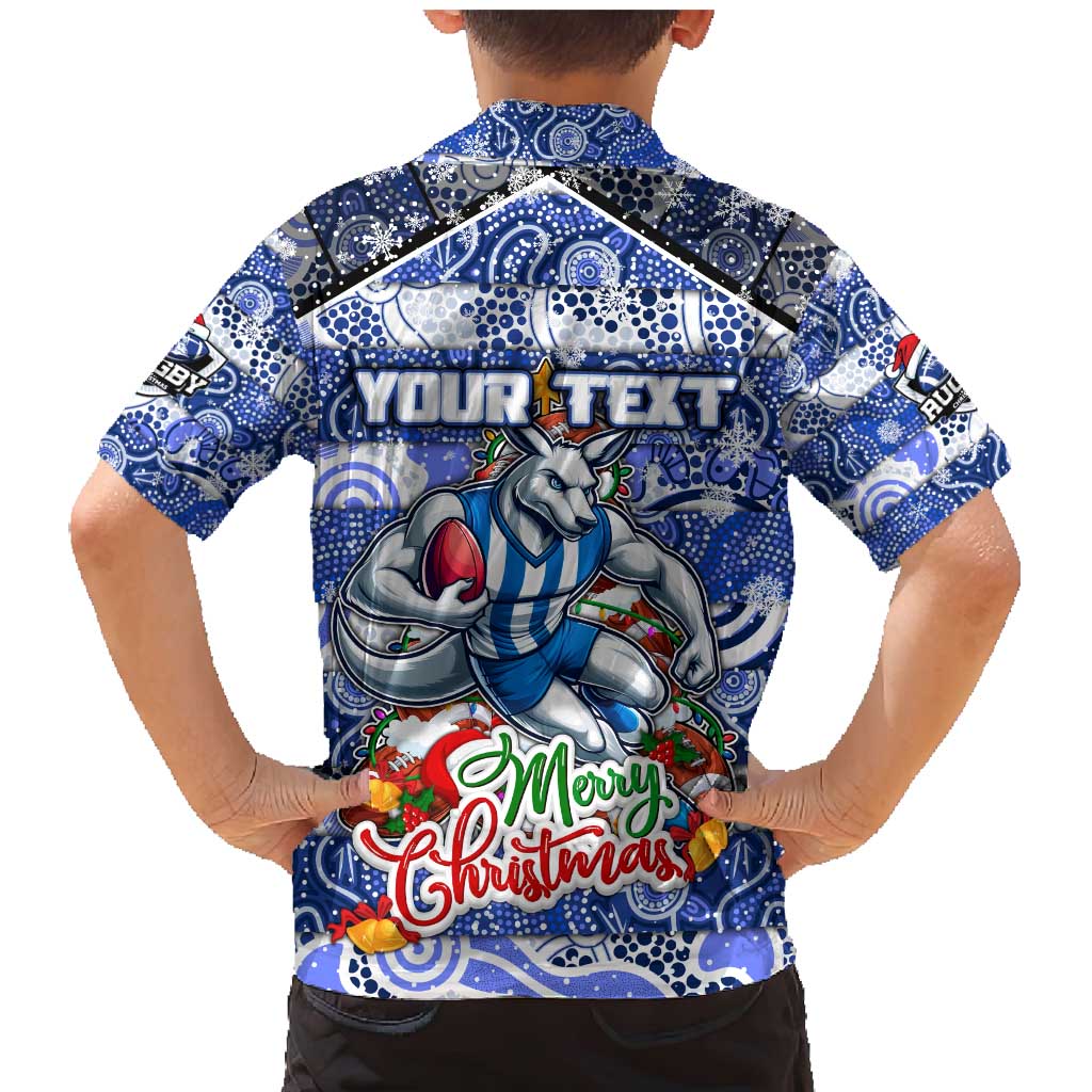 Custom Kangaroos Rugby Merry Christmas Family Matching Mermaid Dress and Hawaiian Shirt Indigenous Australian Art
