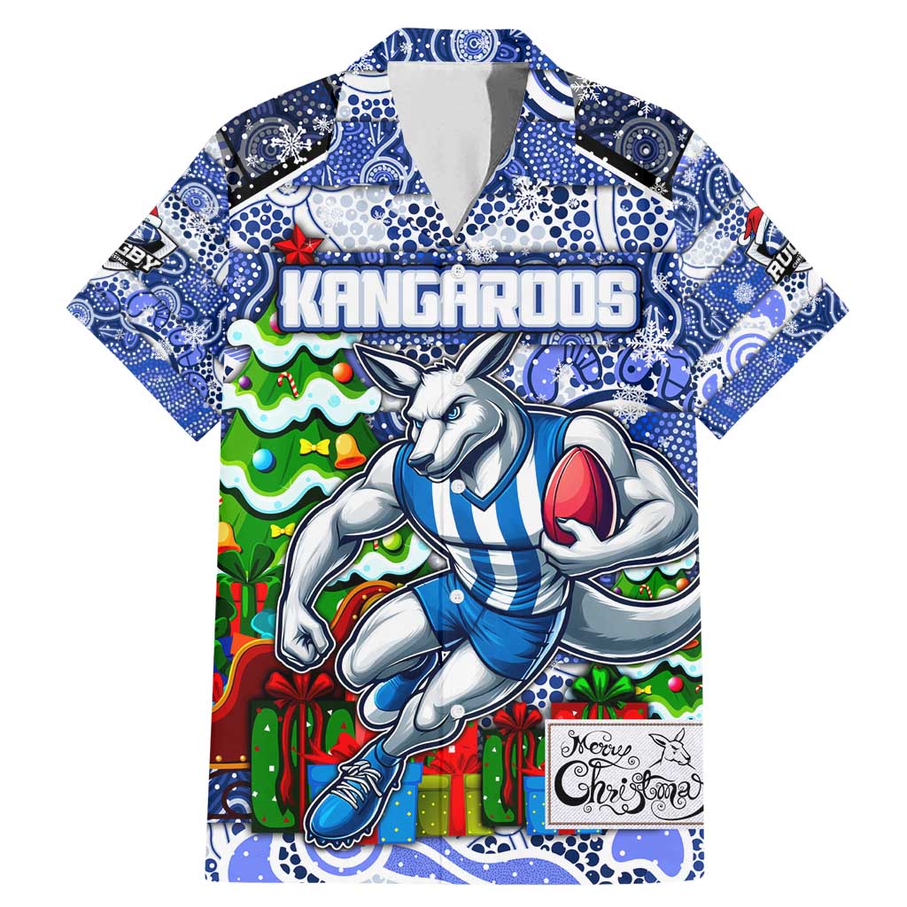 Custom Kangaroos Rugby Merry Christmas Family Matching Mermaid Dress and Hawaiian Shirt Indigenous Australian Art