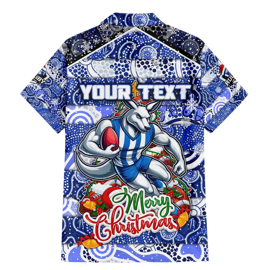 Custom Kangaroos Rugby Merry Christmas Family Matching Mermaid Dress and Hawaiian Shirt Indigenous Australian Art