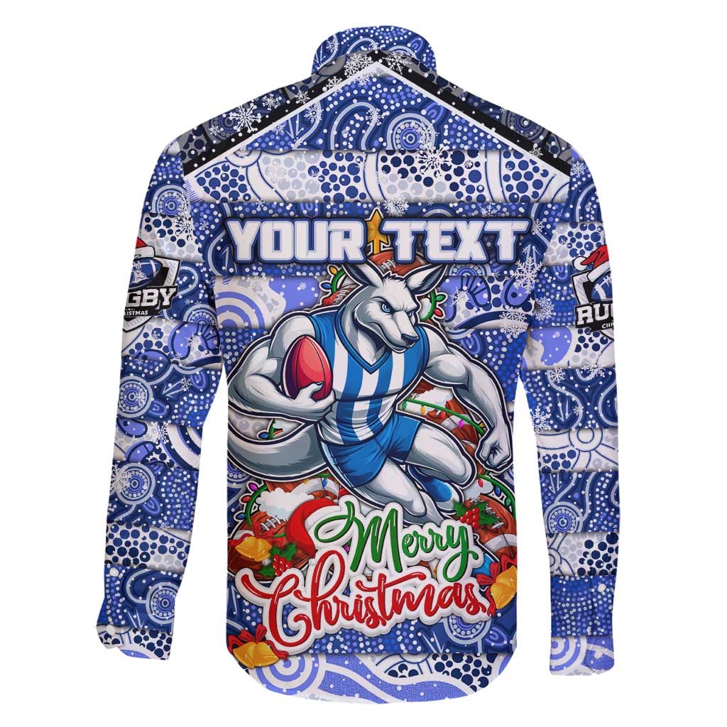 Custom Kangaroos Rugby Merry Christmas Family Matching Mermaid Dress and Hawaiian Shirt Indigenous Australian Art