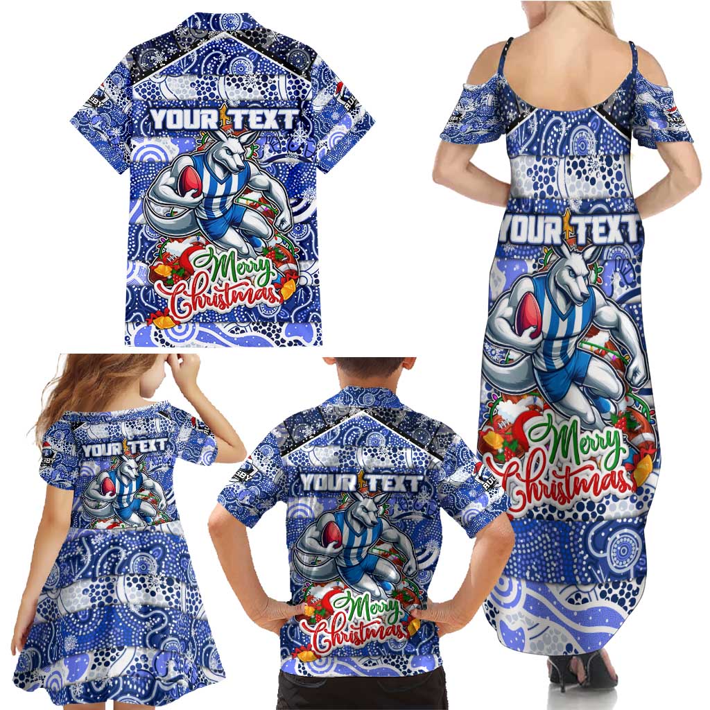 Custom Kangaroos Rugby Merry Christmas Family Matching Summer Maxi Dress and Hawaiian Shirt Indigenous Australian Art