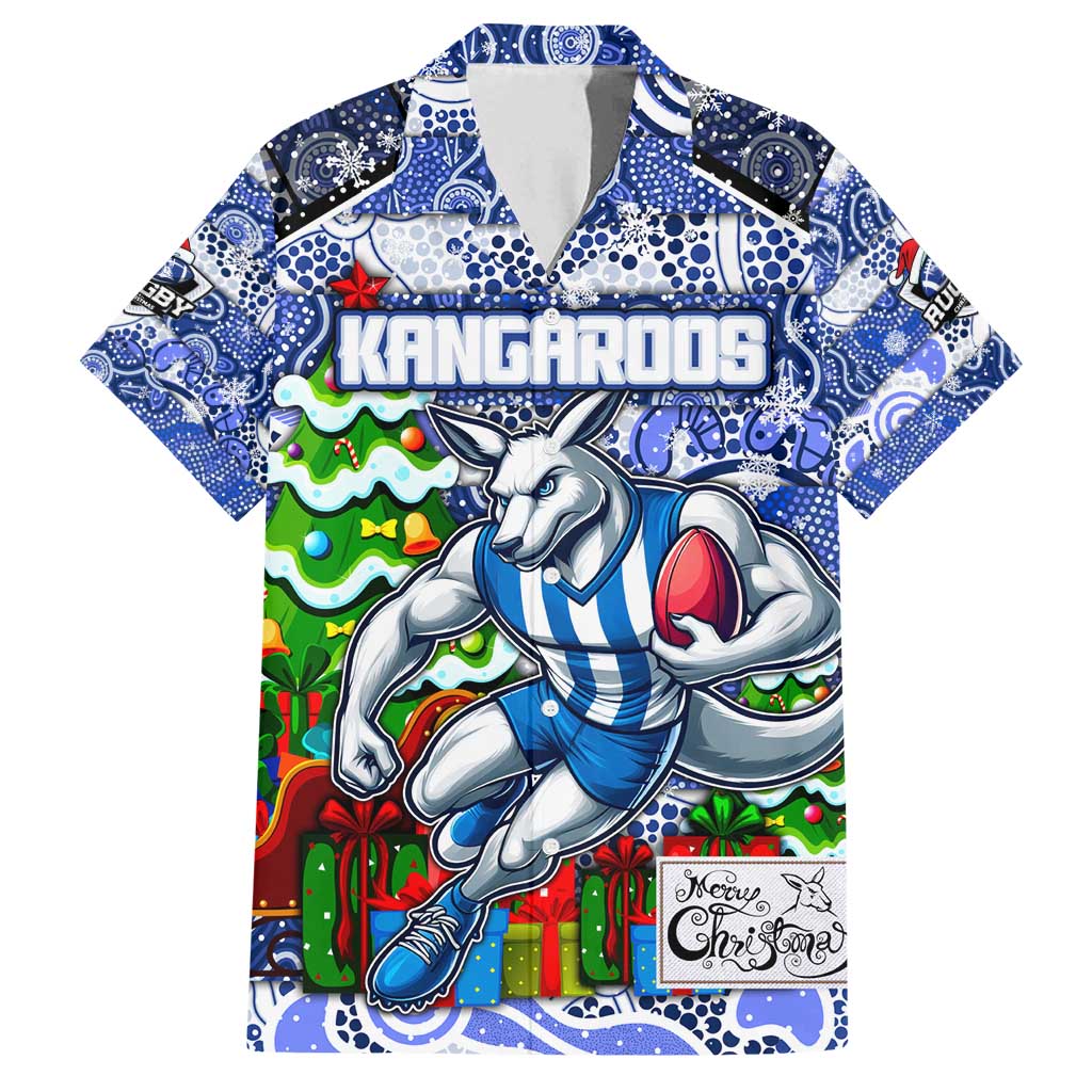 Custom Kangaroos Rugby Merry Christmas Family Matching Summer Maxi Dress and Hawaiian Shirt Indigenous Australian Art