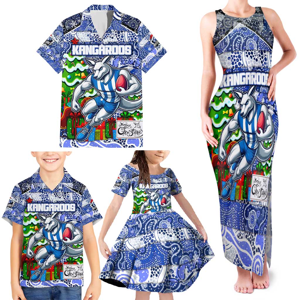 Custom Kangaroos Rugby Merry Christmas Family Matching Tank Maxi Dress and Hawaiian Shirt Indigenous Australian Art