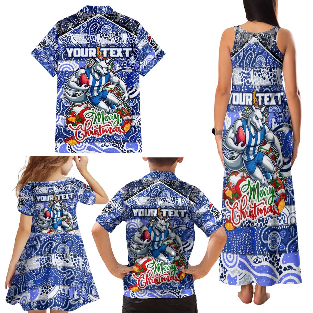 Custom Kangaroos Rugby Merry Christmas Family Matching Tank Maxi Dress and Hawaiian Shirt Indigenous Australian Art